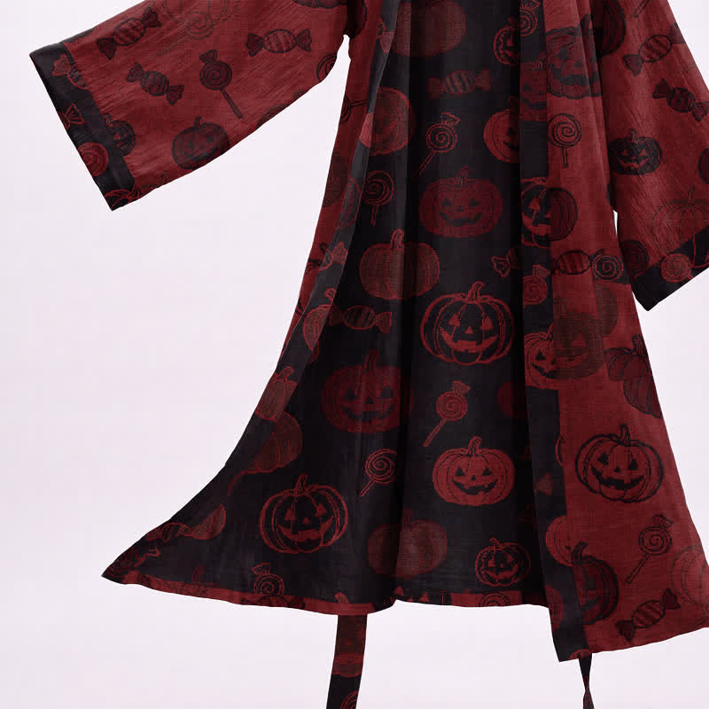 Kimono in cotone con motivo zucca spettrale - image 3