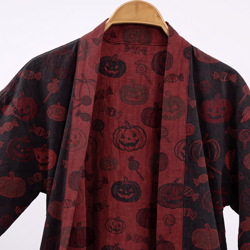 Kimono in cotone con motivo zucca spettrale - image 7
