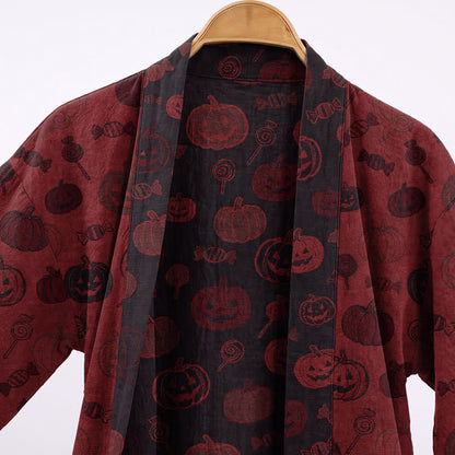 Kimono in cotone con motivo zucca spettrale - image 2