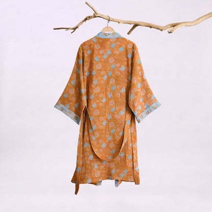 Kimono in cotone multicolore con stampa zucca per Halloween - image 1