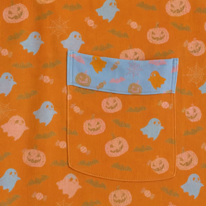 Kimono in cotone multicolore con stampa zucca per Halloween - image 4