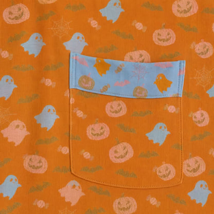 Kimono in cotone multicolore con stampa zucca per Halloween - image 4