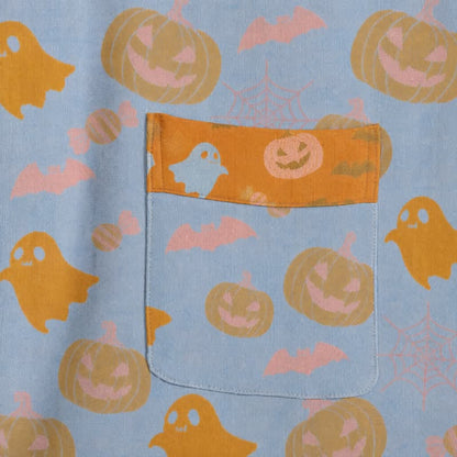 Kimono in cotone multicolore con stampa zucca per Halloween - image 9