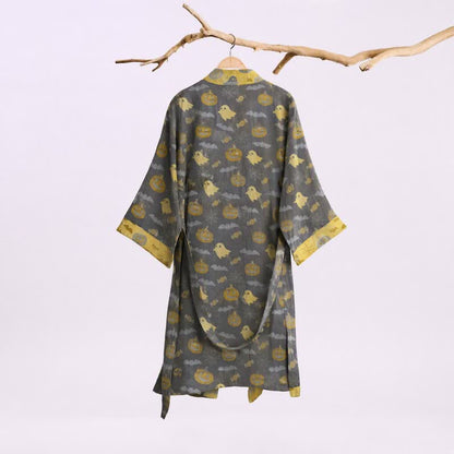 Kimono in cotone multicolore con stampa zucca per Halloween - image 16