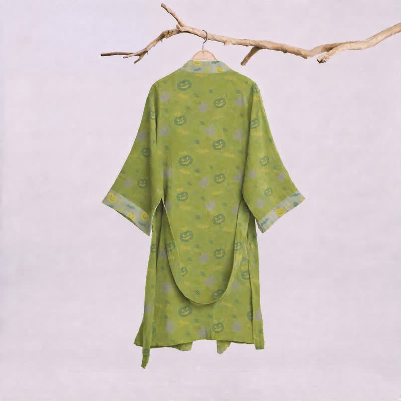Kimono in cotone multicolore con stampa zucca per Halloween - image 21