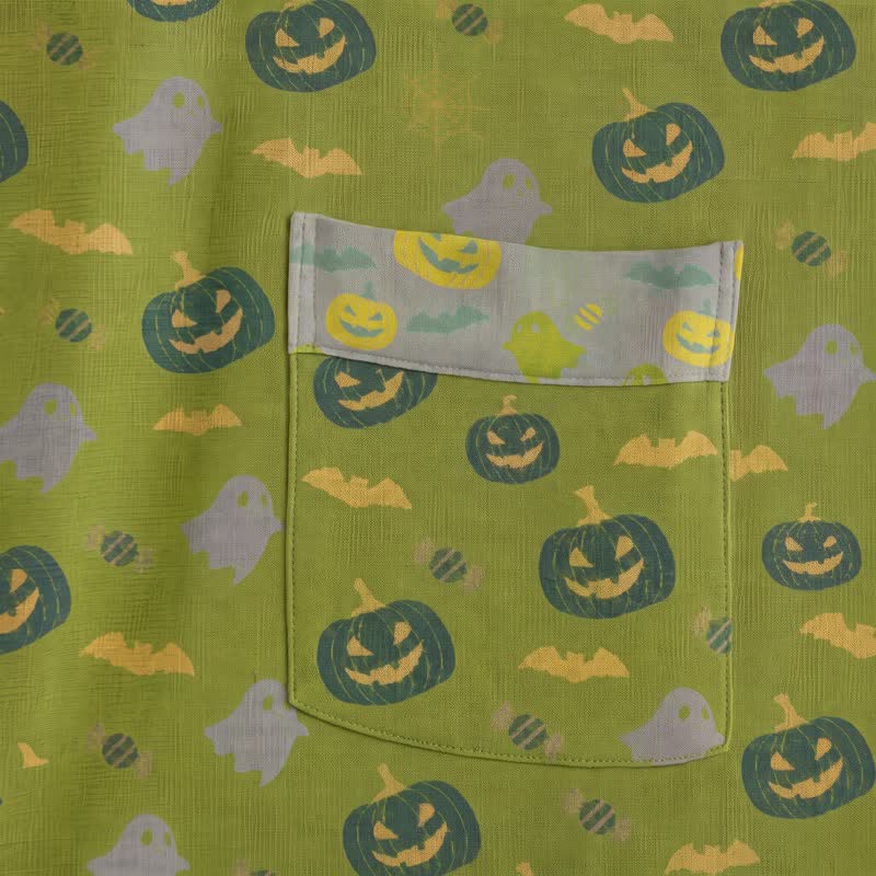 Kimono in cotone multicolore con stampa zucca per Halloween - image 24