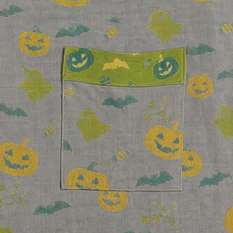 Kimono in cotone multicolore con stampa zucca per Halloween - image 29