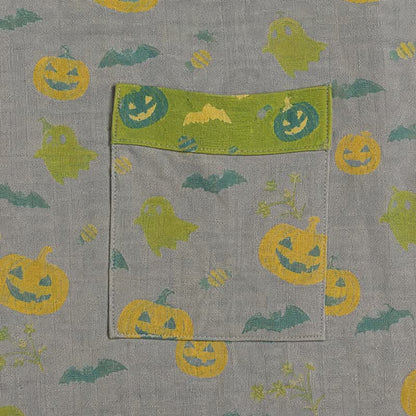 Kimono in cotone multicolore con stampa zucca per Halloween - image 29