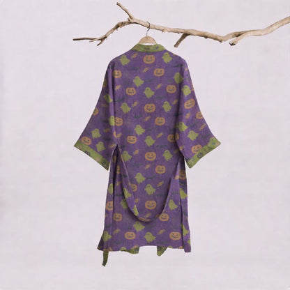 Kimono in cotone multicolore con stampa zucca per Halloween - image 31