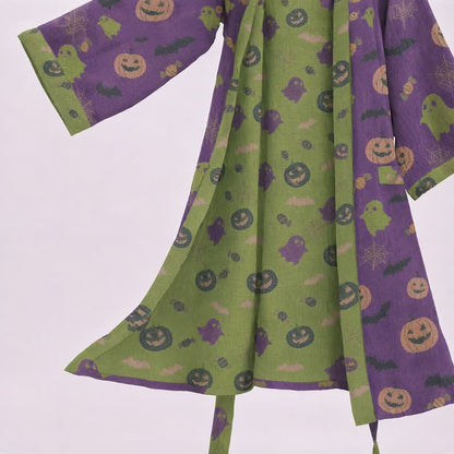 Kimono in cotone multicolore con stampa zucca per Halloween - image 33