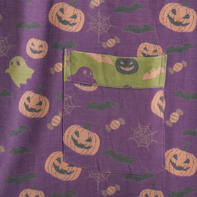 Kimono in cotone multicolore con stampa zucca per Halloween - image 34