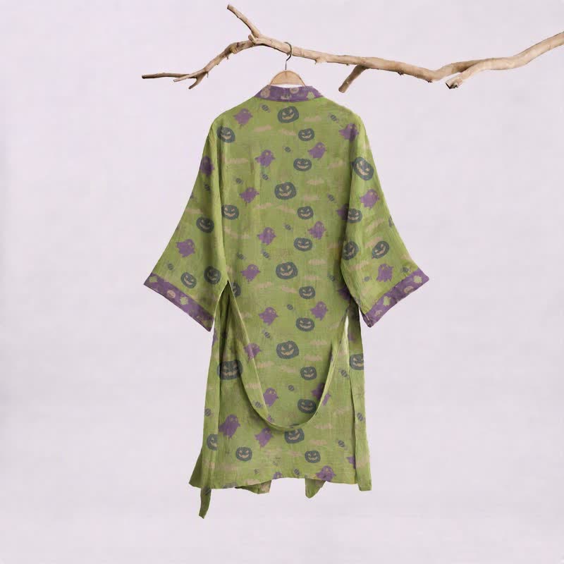 Kimono in cotone multicolore con stampa zucca per Halloween - image 36
