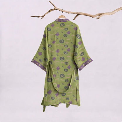 Kimono in cotone multicolore con stampa zucca per Halloween - image 36