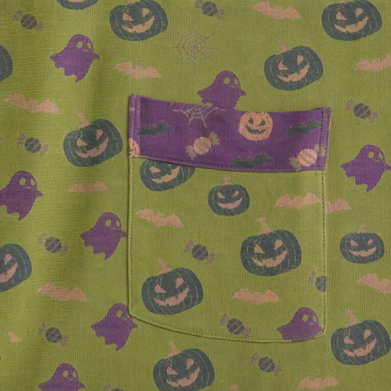 Kimono in cotone multicolore con stampa zucca per Halloween - image 39