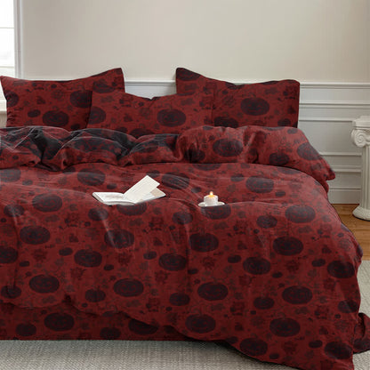 Set di biancheria da letto in cotone a 4 pezzi con motivo zucca e mostro di Halloween - image 1