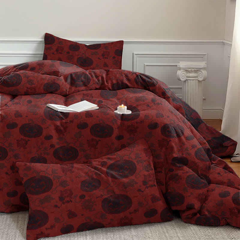 Set di biancheria da letto in cotone a 4 pezzi con motivo zucca e mostro di Halloween - image 7