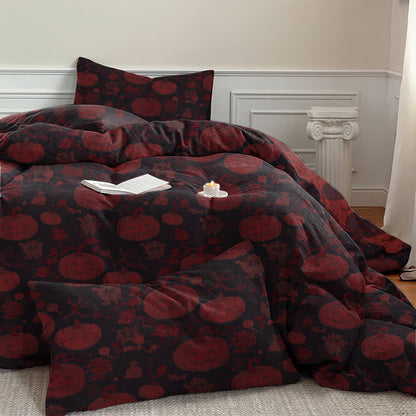 Set di biancheria da letto in cotone a 4 pezzi con motivo zucca e mostro di Halloween - image 16