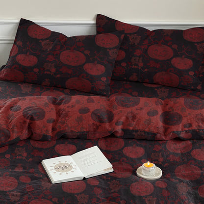 Set di biancheria da letto in cotone a 4 pezzi con motivo zucca e mostro di Halloween - image 17