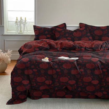 Set di biancheria da letto in cotone a 4 pezzi con motivo zucca e mostro di Halloween - image 11