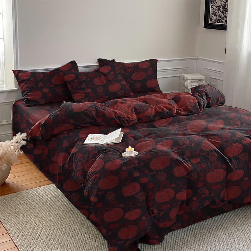 Set di biancheria da letto in cotone a 4 pezzi con motivo zucca e mostro di Halloween - image 12
