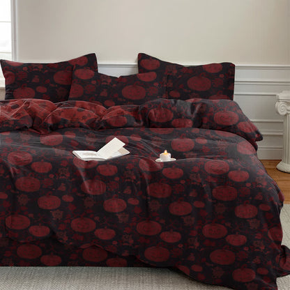 Set di biancheria da letto in cotone a 4 pezzi con motivo zucca e mostro di Halloween - image 10