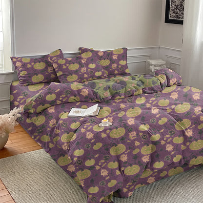 Set di biancheria da letto in cotone a 4 pezzi con motivo zucca e mostro di Halloween - image 21