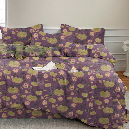 Set di biancheria da letto in cotone a 4 pezzi con motivo zucca e mostro di Halloween - image 19