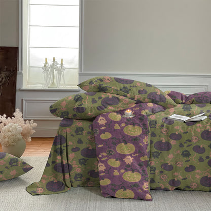 Set di biancheria da letto in cotone a 4 pezzi con motivo zucca e mostro di Halloween - image 33