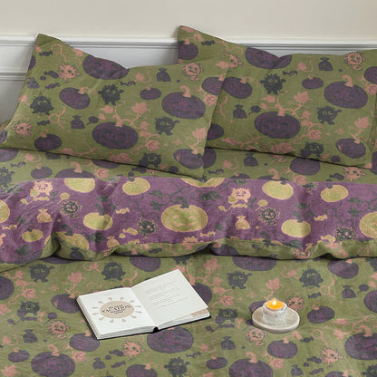 Set di biancheria da letto in cotone a 4 pezzi con motivo zucca e mostro di Halloween - image 35