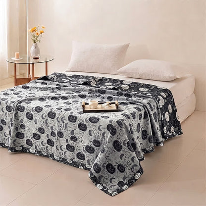 Coperta reversibile in cotone con motivo zucca e fantasma di Halloween - image 9