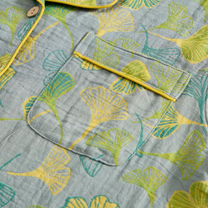 Completo da casa in cotone con motivo a foglie di ginkgo, ispirato alla natura. - image 15