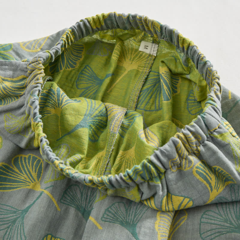 Completo da casa in cotone con motivo a foglie di ginkgo, ispirato alla natura. - image 19