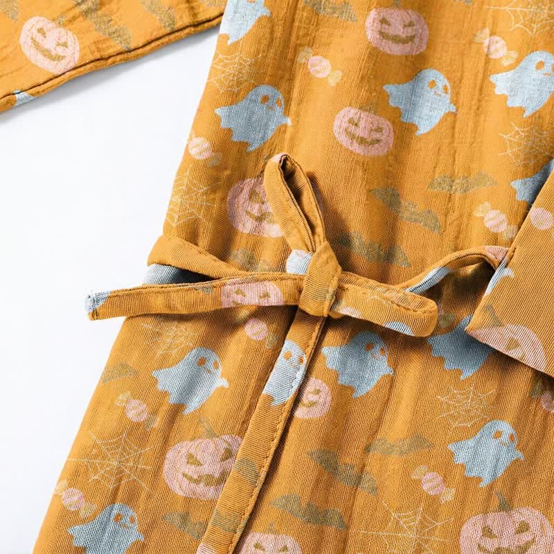 Set pigiama kimono in cotone con motivo Halloween Fantasma e Zucca - image 7