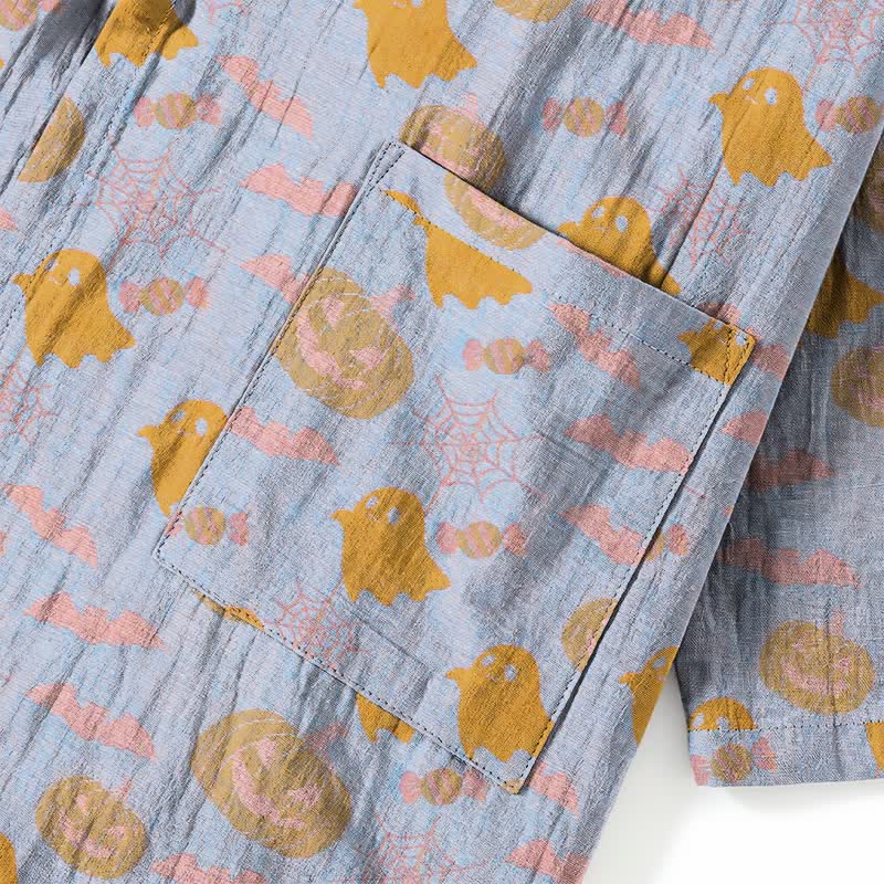 Set pigiama kimono in cotone con motivo Halloween Fantasma e Zucca - image 14