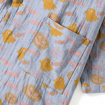 Set pigiama kimono in cotone con motivo Halloween Fantasma e Zucca - image 14