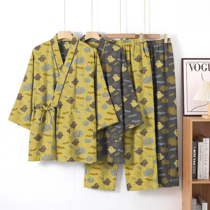 Set pigiama kimono in cotone con motivo Halloween Fantasma e Zucca - image 17