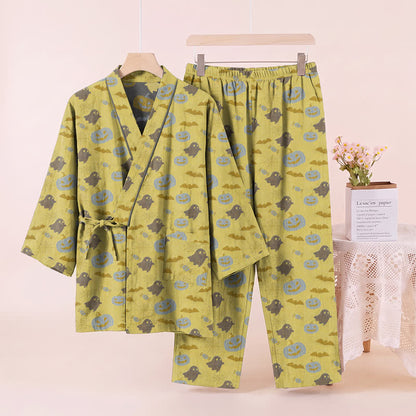 Set pigiama kimono in cotone con motivo Halloween Fantasma e Zucca - image 18