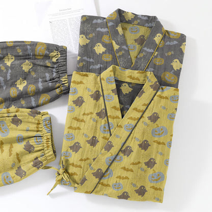 Set pigiama kimono in cotone con motivo Halloween Fantasma e Zucca - image 21
