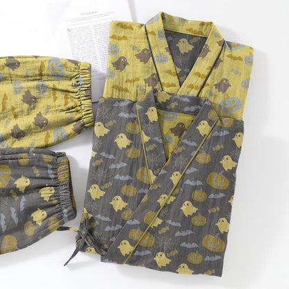 Set pigiama kimono in cotone con motivo Halloween Fantasma e Zucca - image 29