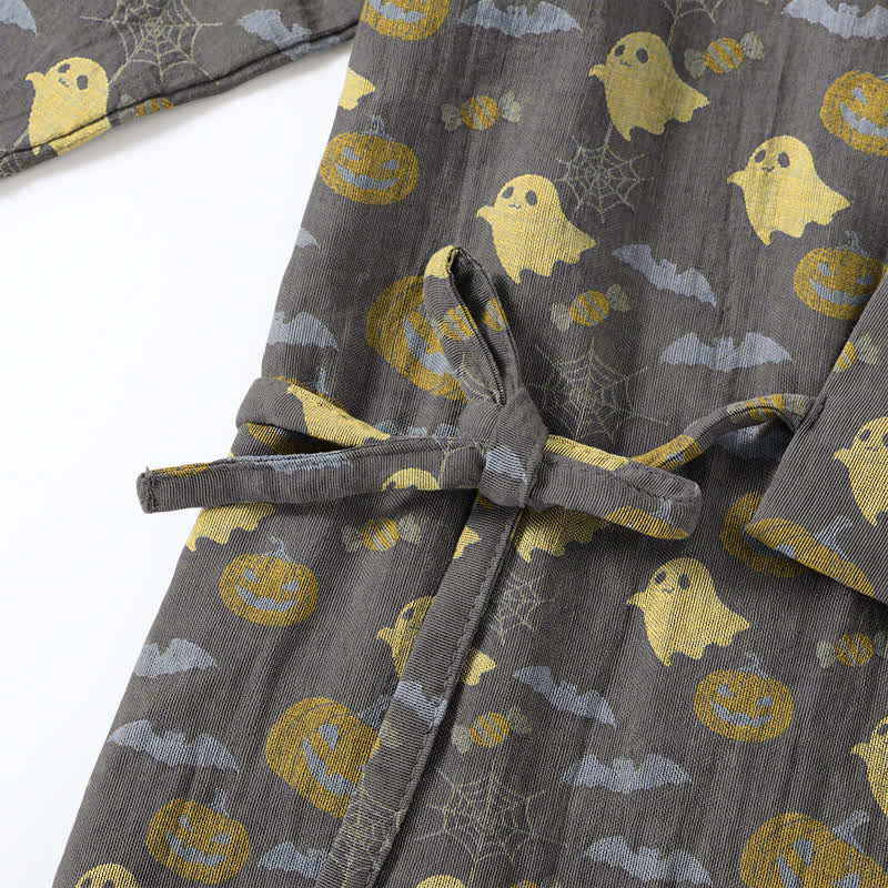 Set pigiama kimono in cotone con motivo Halloween Fantasma e Zucca - image 31