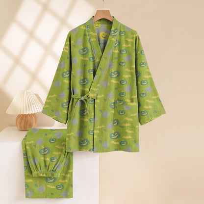 Set pigiama kimono in cotone con motivo Halloween Fantasma e Zucca - image 35