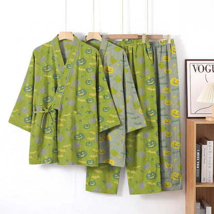 Set pigiama kimono in cotone con motivo Halloween Fantasma e Zucca - image 33