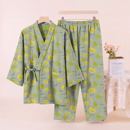 Set pigiama kimono in cotone con motivo Halloween Fantasma e Zucca - image 42