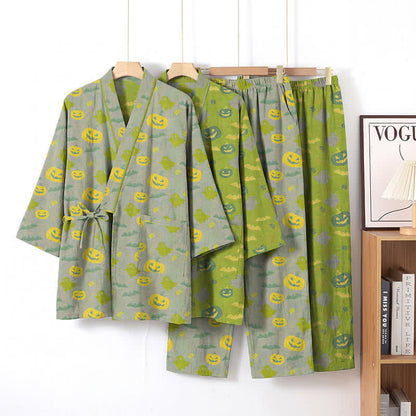 Set pigiama kimono in cotone con motivo Halloween Fantasma e Zucca - image 41