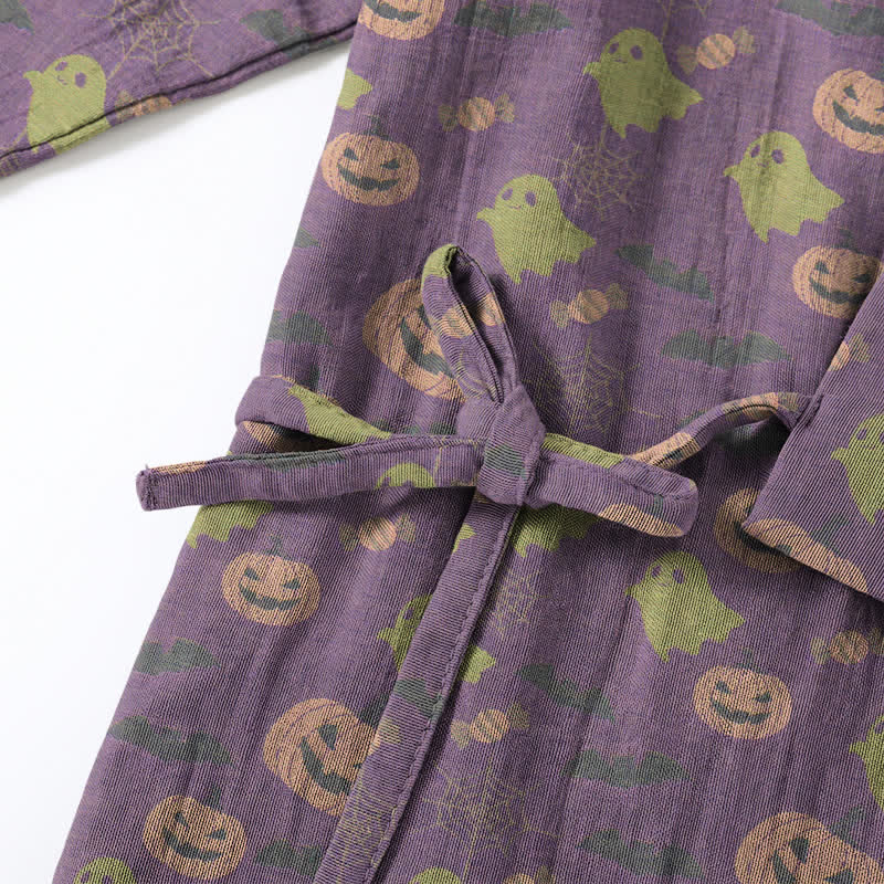 Set pigiama kimono in cotone con motivo Halloween Fantasma e Zucca - image 55