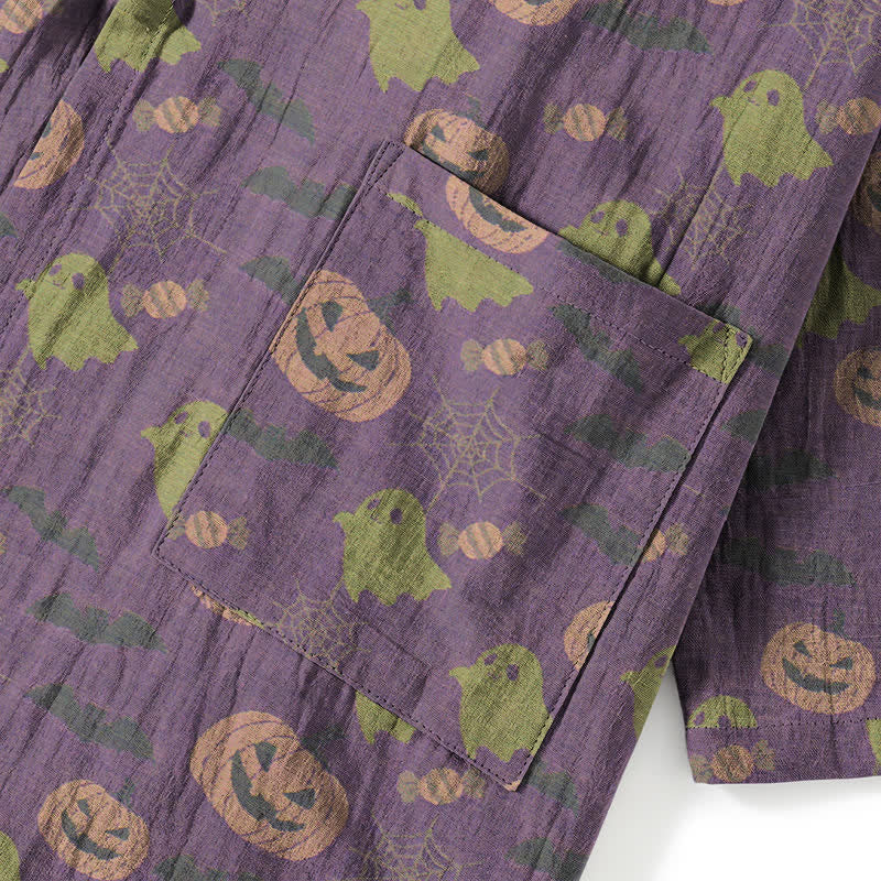 Set pigiama kimono in cotone con motivo Halloween Fantasma e Zucca - image 54