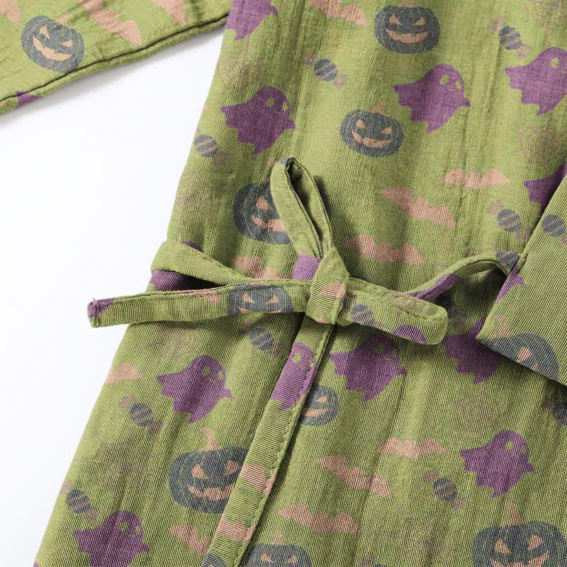 Set pigiama kimono in cotone con motivo Halloween Fantasma e Zucca - image 63