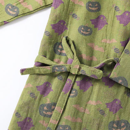 Set pigiama kimono in cotone con motivo Halloween Fantasma e Zucca - image 63