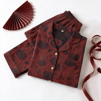 Completo da casa in cotone con mostro zucca rossa - Rosso e nero - XL - image 0