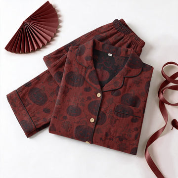 Completo da casa in cotone con mostro zucca rossa - Rosso e nero - XL - image 0